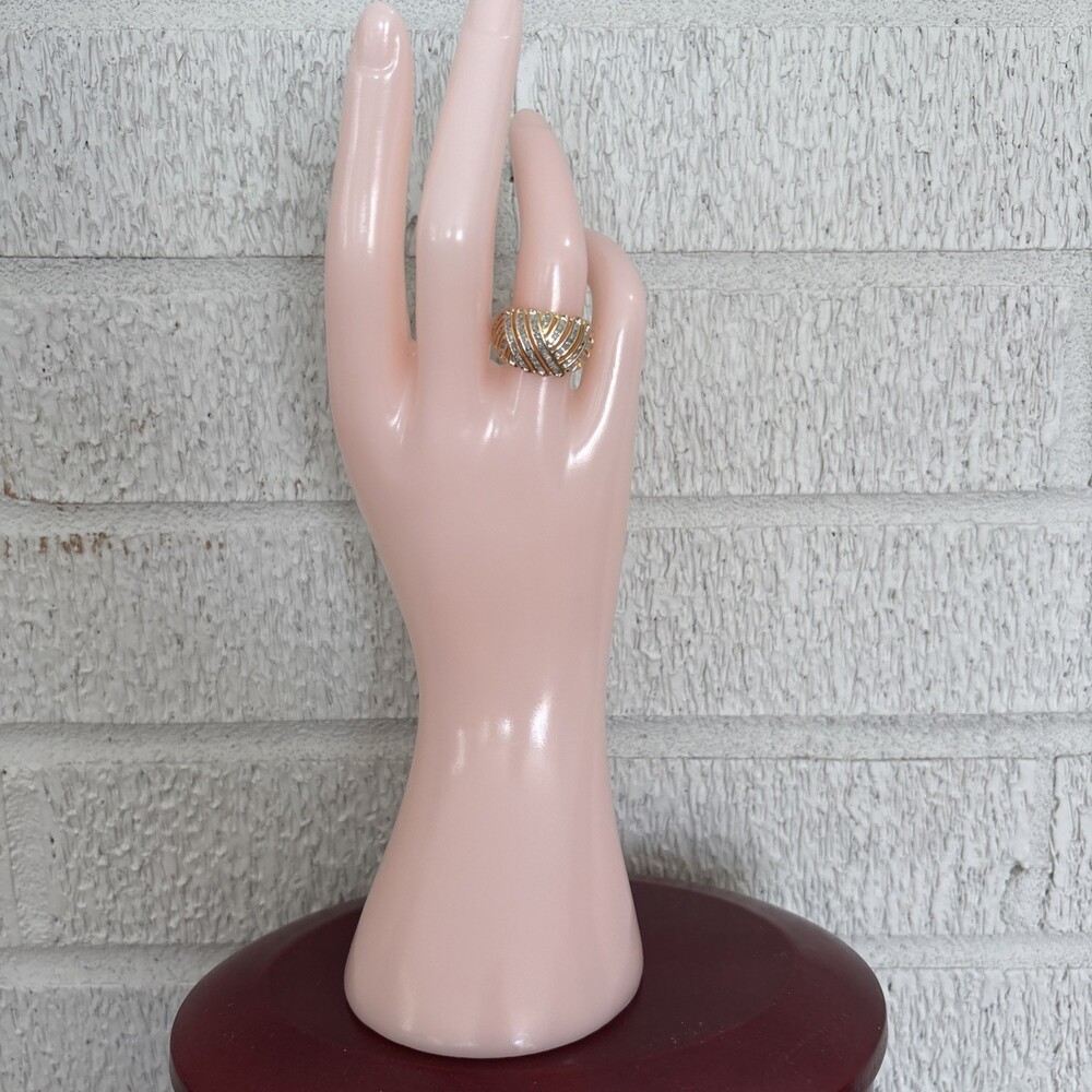 1/2 tcw Gold over Sterling Silver Genuine Diamond Dome Ring Channel Set Size 7 - Picture 4 of 13